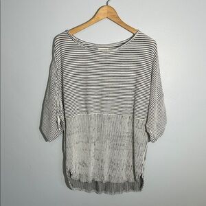 Max Studio Black & White Striped Blouse | Relaxed Fit Work Top